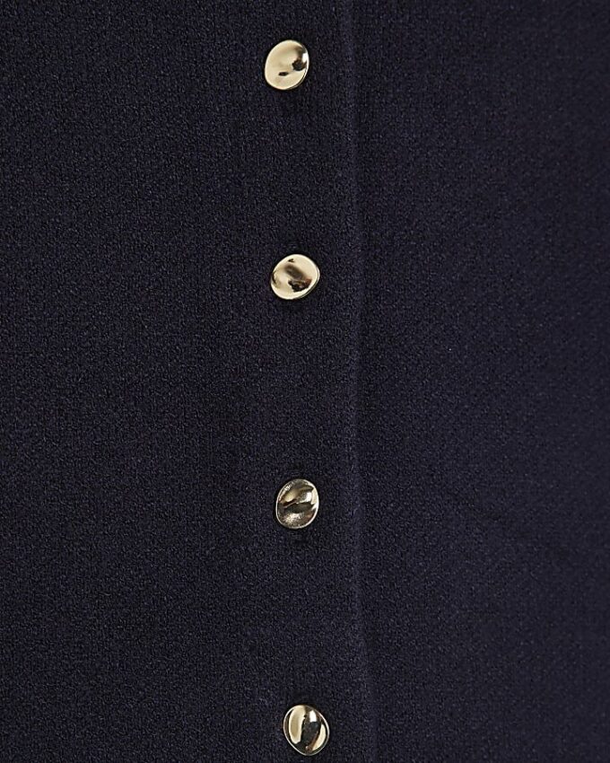 Navy Knitted Long Sleeve Structured Cardigan