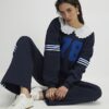 Navy Long Sleeve Collared Number Sweatshirt