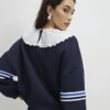 Navy Long Sleeve Collared Number Sweatshirt