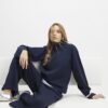 Navy Long Sleeve Funnel Neck Top