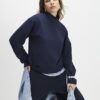 Navy Long Sleeve Funnel Neck Top