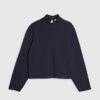 Navy Long Sleeve Funnel Neck Top