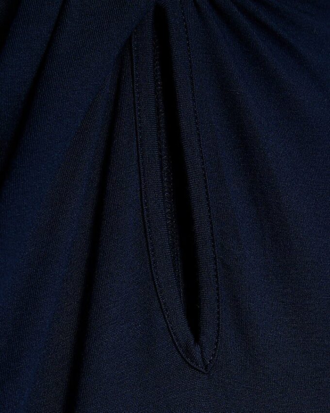 Navy Long Sleeve High Neck Twist Top