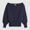 Navy Long Sleeve Off Shoulder Sweatshirt