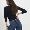 Navy Long Sleeve Polo Top