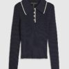 Navy Long Sleeve Polo Top
