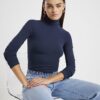 Navy Long Sleeve Roll Neck Top