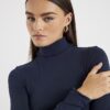 Navy Long Sleeve Roll Neck Top