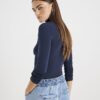 Navy Long Sleeve Roll Neck Top