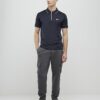 Navy Muscle Fit Les Amis Stripe Polo Shirt