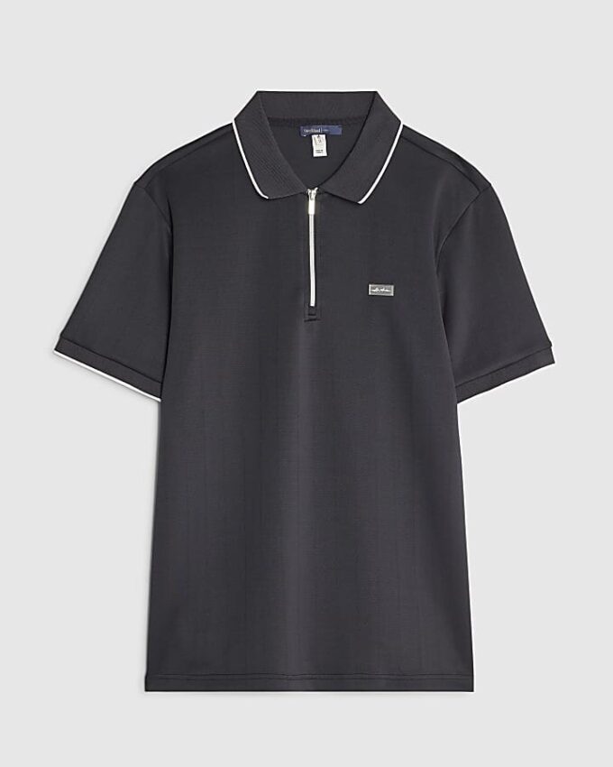 Navy Muscle Fit Les Amis Stripe Polo Shirt