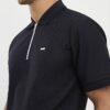Navy Muscle Fit Textured Polo Shirt