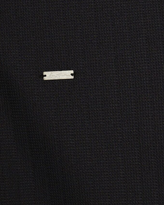 Navy Muscle Fit Textured Polo Shirt