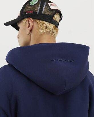 Navy Oversized Fit Zip Through Hoodie