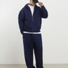 Navy Oversized Fit Zip Through Hoodie