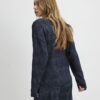 Navy Premium Crinkle Effect Tie Front Top