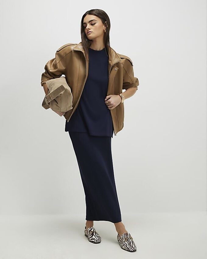 Navy Premium Maxi Skirt