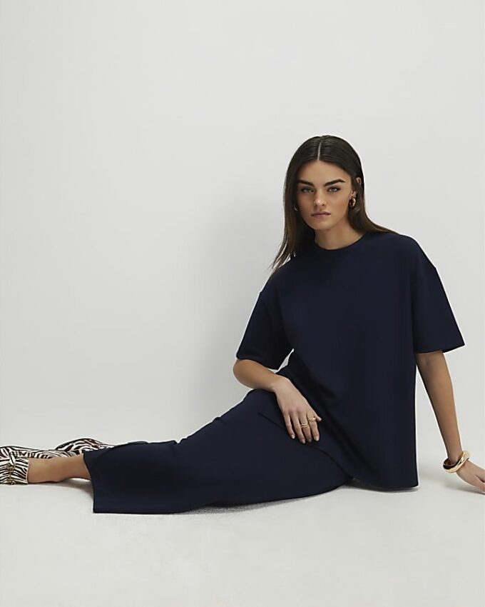 Navy Premium Maxi Skirt