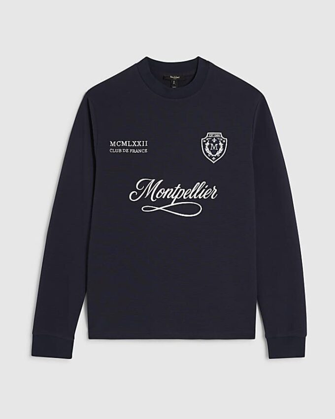 Navy Regular Fit Tipped T-Shirt