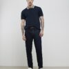 Navy Slim Fit Check Collar Polo Shirt