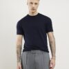 Navy Slim Fit Knitted T-Shirt