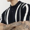 Navy Slim Fit Stripe Polo Shirt