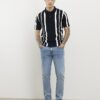 Navy Slim Fit Stripe Polo Shirt