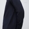 Navy Slim Fit Textured Zip Neck Polo Shirt