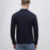 Navy Slim Fit Textured Zip Neck Polo Shirt