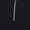 Navy Slim Fit Textured Zip Neck Polo Shirt