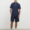 Navy Slim Fit Textured Zip Tipped Polo Shirt