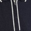 Navy Slim Fit Textured Zip Tipped Polo Shirt