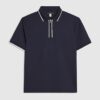 Navy Slim Fit Textured Zip Tipped Polo Shirt