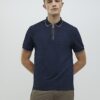 Navy Slim Fit Zip Quarter Zip Polo Shirt