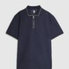 Navy Slim Fit Zip Quarter Zip Polo Shirt