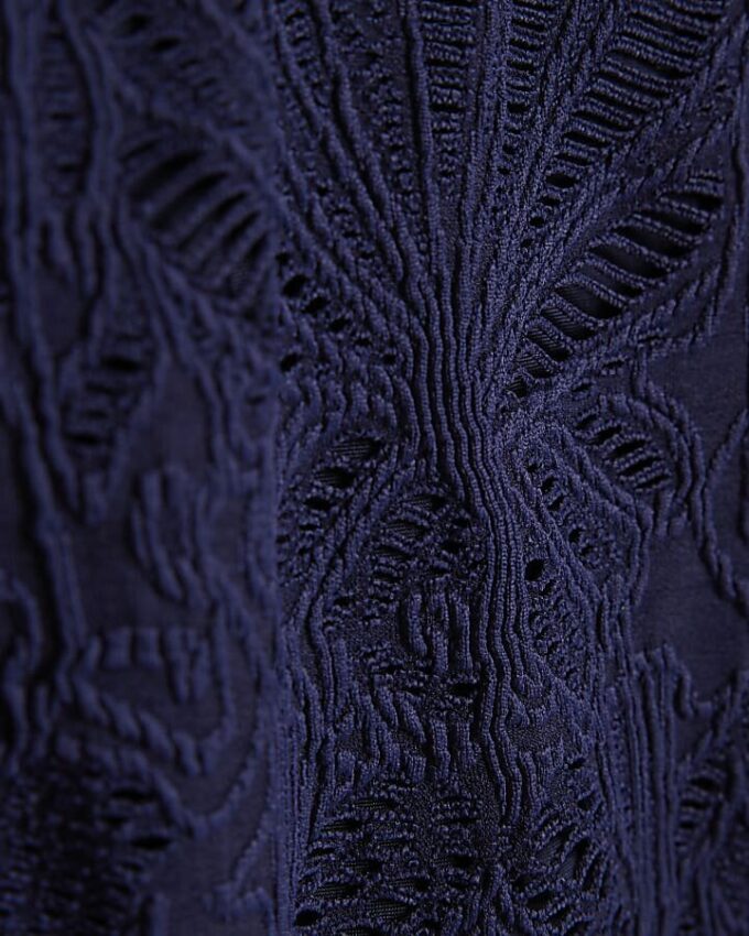 Navy Textured Shell Trim Swimsuit