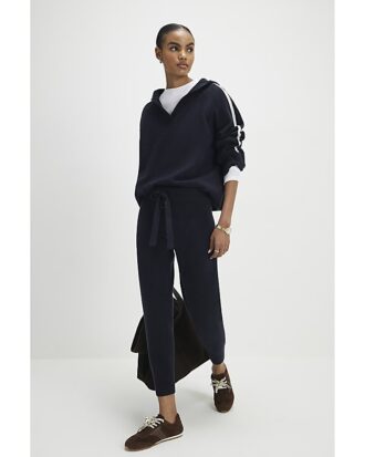 Navy Tipped Hooded Jumper