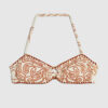 Orange Cornelli Print Bandeau Bikini Top