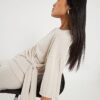 Petite Beige Cosy Wide Ribbed Knot Side Top