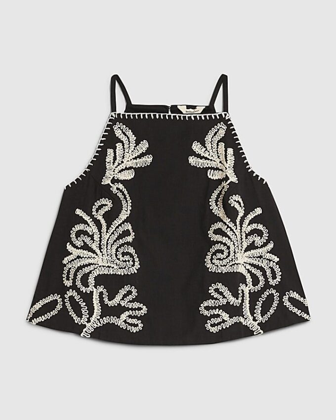 Petite Black Craft Stitch Tank Top