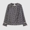 Petite Black Geometric Print Blouse