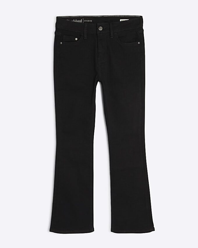 Petite Black Mid Rise Flared Jeans
