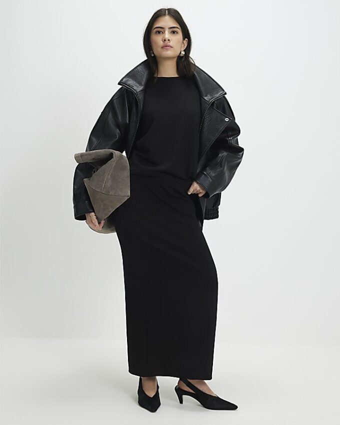 Petite Black Premium Maxi Skirt