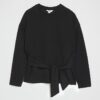 Petite Black Premium Tie Front Top