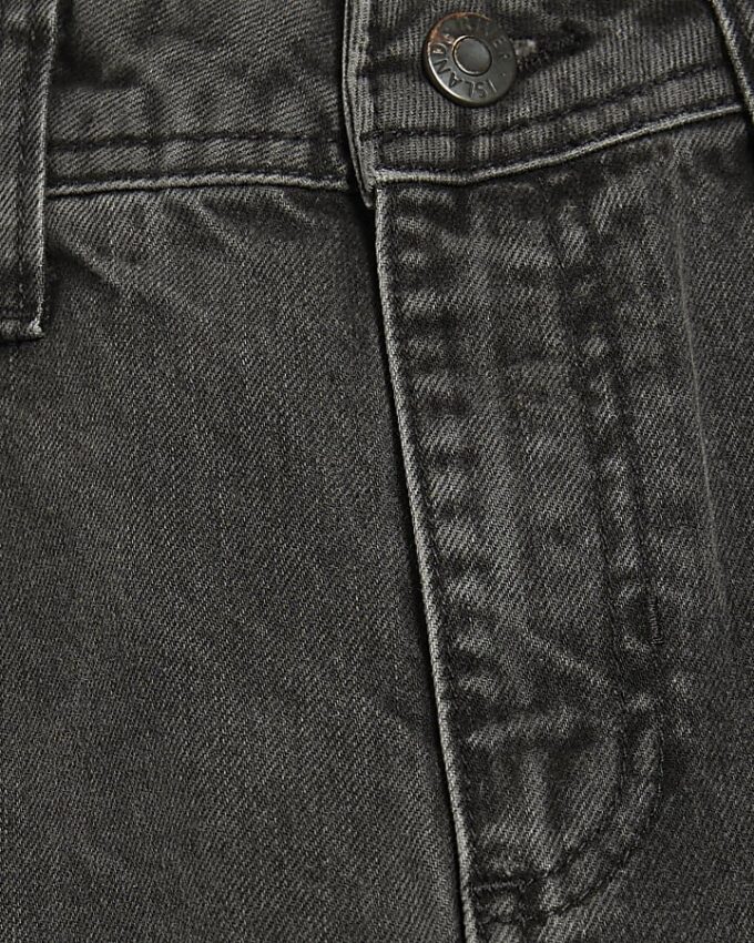 Petite Black Seamed Barrel Leg Jeans
