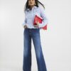 Petite Blue High Waisted Relaxed Flare Jeans