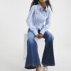 Petite Blue High Waisted Relaxed Flare Jeans