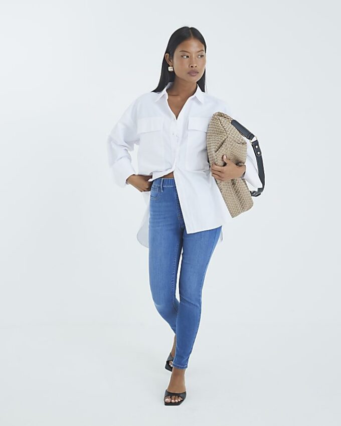 Petite Blue Pull-On Sculpt Skinny Jeans