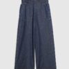 Petite Blue Pull On Wide Leg Jeans