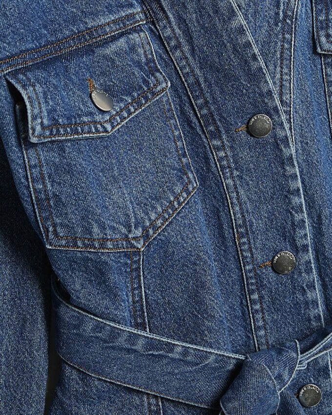 Petite Blue Tie front Denim Jacket